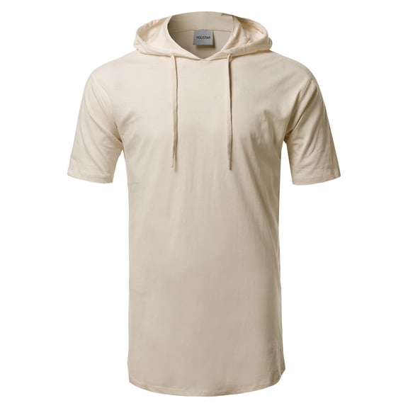 FashionOutfit Men's Solid Drawstring Hood Short Sleeve Top