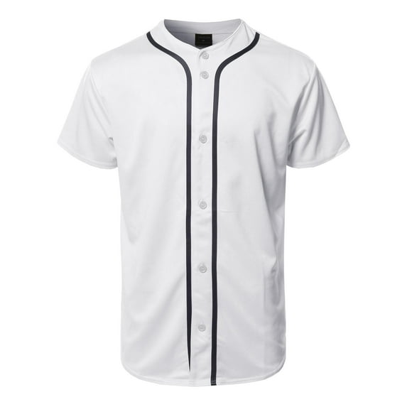 FashionOutfit Men's Solid Front Button Closure Athletic Baseball Inspired Jersey Top