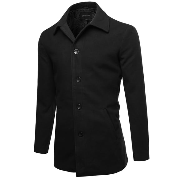 FashionOutfit Men's Solid Modernized Classic Warm Overcoat