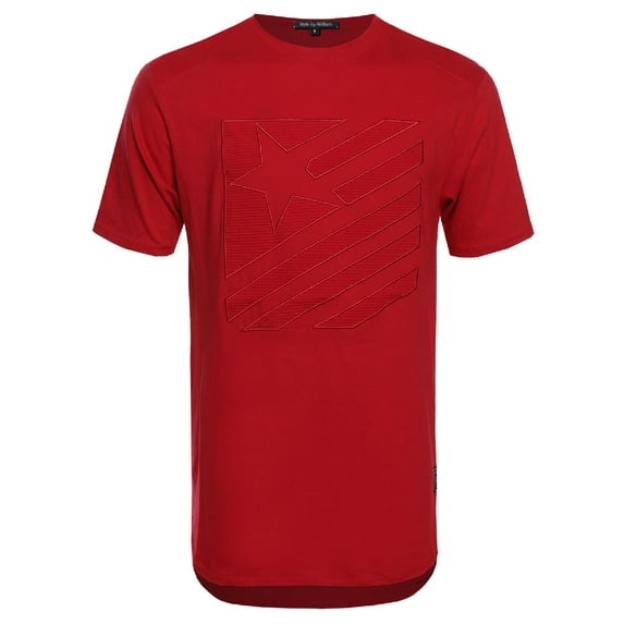 FashionOutfit Men's Solid Patched Tee with Slight Round Hem