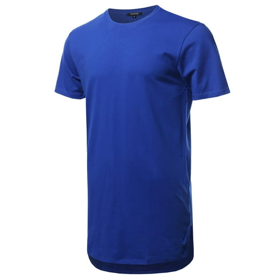FashionOutfit Men's Solid Short Sleeves Basic Long-Line Side Slit T-Shirt