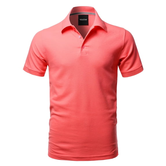 FashionOutfit Men's Solid Short Sleeves Basic Quality Side Slit Performance Polo Shirt