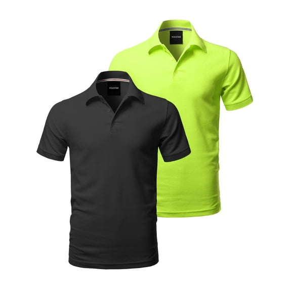 FashionOutfit Men's Solid Short Sleeves Basic Quality Side Slit Performance Polo Shirt