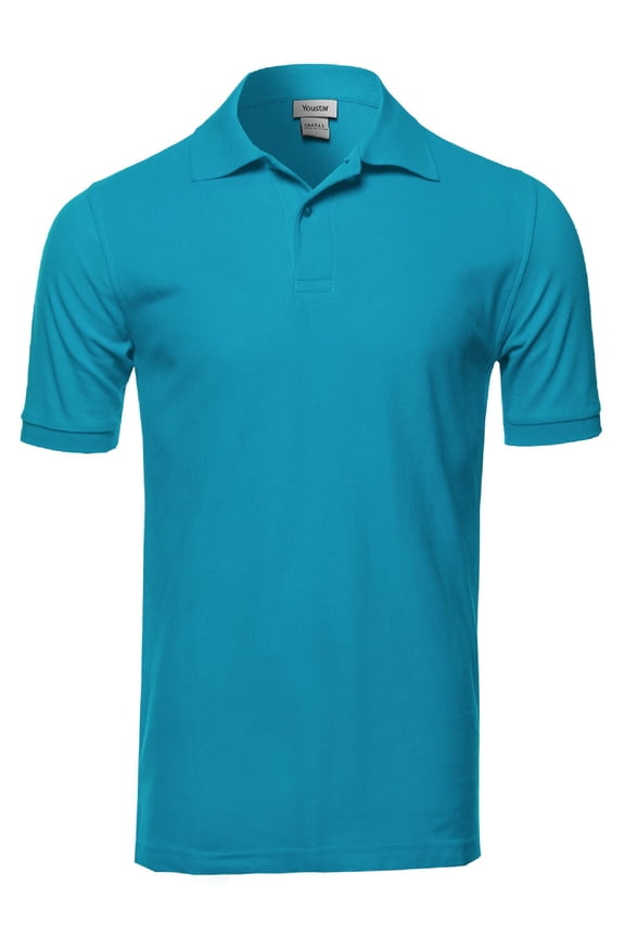 Men's Solid Short Sleeves Two Button Placket Long Line Polo Shirt