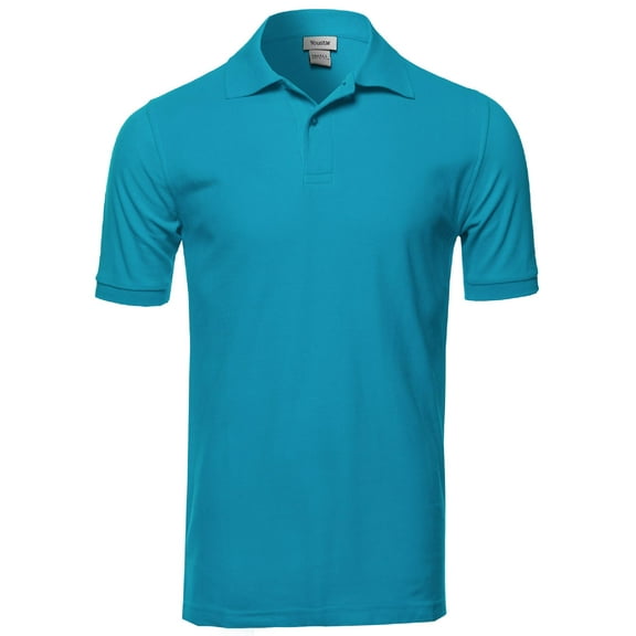 FashionOutfit Men's Solid Short Sleeves Two Button Placket Long Line Polo Shirt