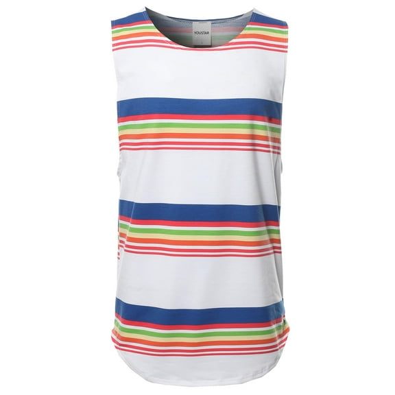 FashionOutfit Men's Stripe Pattern French Terry Sleeveless Top