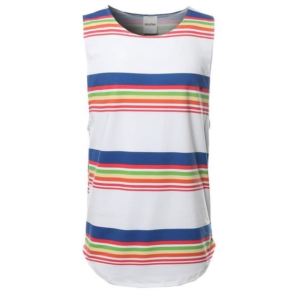 FashionOutfit Men's Stripe Pattern French Terry Sleeveless Top