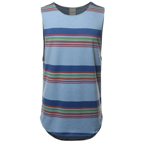 FashionOutfit Men's Stripe Pattern French Terry Sleeveless Top