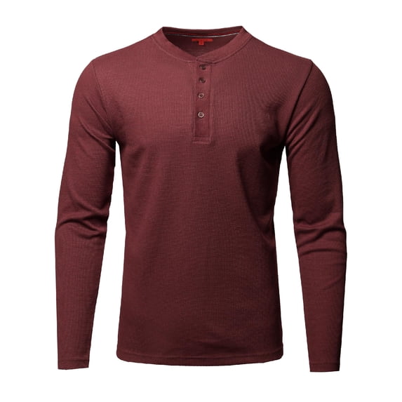 FashionOutfit Men's Thermal Henley Crew Neck Long Sleeve T-Shirt