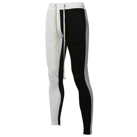 FashionOutfit Men's Two Color Blocked Drawstring Ankle Zipper Track Pants
