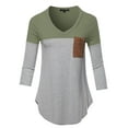 thumbnail image 1 of FashionOutfit Women's Basic Color Block Suede Pocket Top, 1 of 1