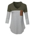 thumbnail image 1 of FashionOutfit Women's Basic Color Block Suede Pocket Top, 1 of 1