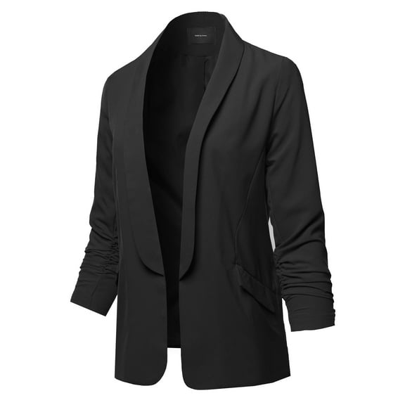 FashionOutfit Women's Basic Open Front Office Blazer Jacket