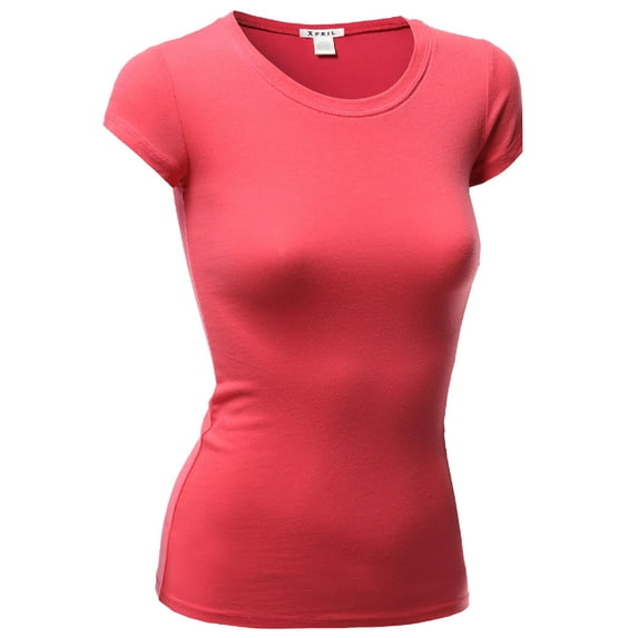 FashionOutfit Women's Basic Short Sleeve Round Neck T-shirt Tops