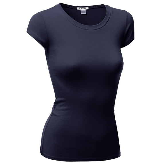 FashionOutfit Women's Basic Short Sleeve Round Neck T-shirt Tops