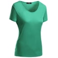 thumbnail image 1 of FashionOutfit Women's Basic Short Sleeve Scoop Neck Dip Hem T-Shirts, 1 of 4