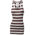 thumbnail image 1 of FashionOutfit Women's Basic Sleeveless Ribbed Racer-Back Wide Stripe Tight Fit Tank Top, 1 of 4