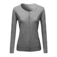 thumbnail image 1 of FashionOutfit Women's Basic Soft Button-down Solid Round Neck Long Sleeve Sweater Cardigan, 1 of 1