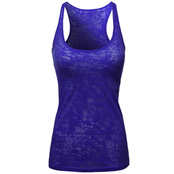 FashionOutfit Women's Basic Solid Burn Out Racerback Tank Tops