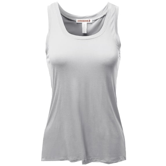 FashionOutfit Women's Basic Solid Jersey Open Tulip Back Tank Tops