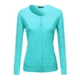 thumbnail image 1 of FashionOutfit Women's Basic Solid Round Neck Sweater Cardigan, 1 of 3
