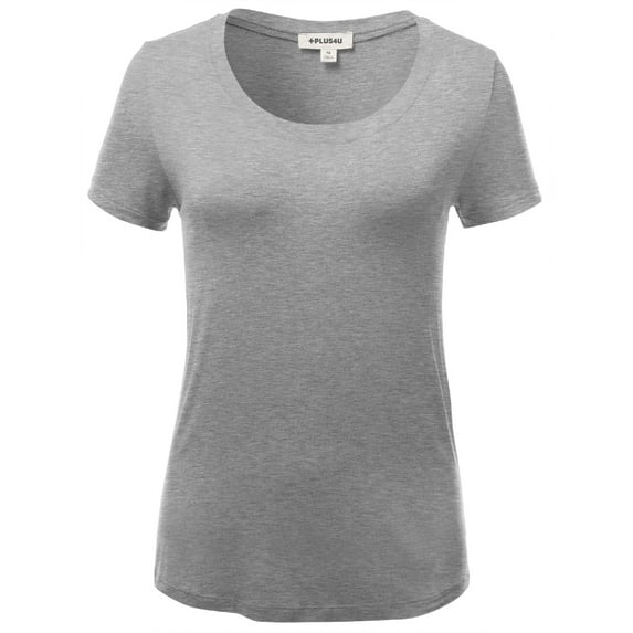 FashionOutfit Women's Basic Solid Round Neck Various Color Short Sleeve PlusSize Top