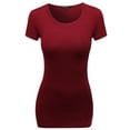 thumbnail image 1 of FashionOutfit Women's Basic Solid Scoop Neck Various Color Short Sleeve, 1 of 3