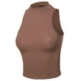 thumbnail image 1 of FashionOutfit Women's Basic Solid Sleeveless Mock Neck Short Tank Top, 1 of 1