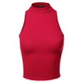 thumbnail image 1 of FashionOutfit Women's Basic Solid Sleeveless Mock Neck Short Tank Top, 1 of 1