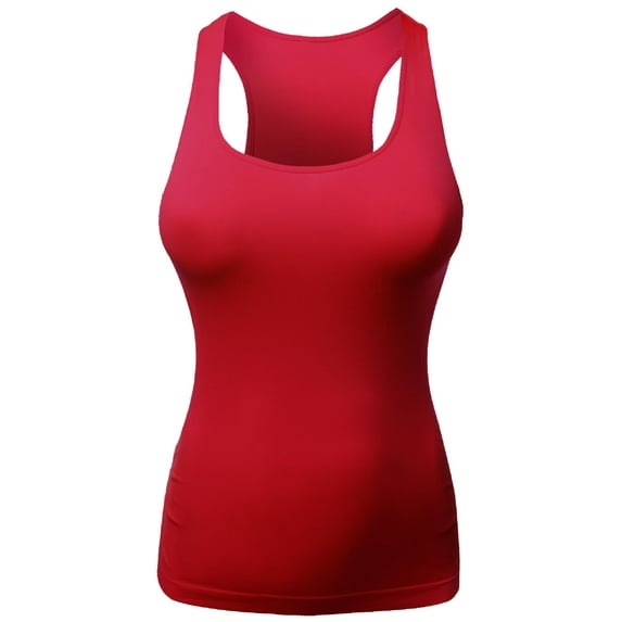 FashionOutfit Women's Basic Solid Sleeveless Round Neck Racer-Back Plus Size Tank Top
