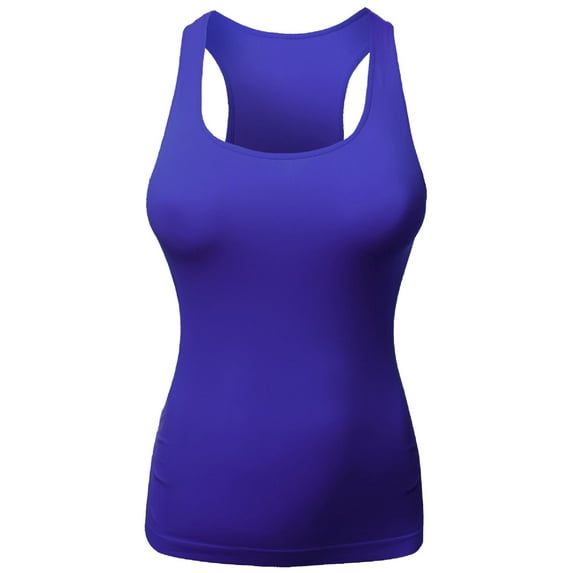 FashionOutfit Women's Basic Solid Sleeveless Round Neck Racer-Back Plus Size Tank Top
