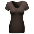 thumbnail image 1 of FashionOutfit Women's Basic Solid Vneck Various Color Short Sleeve, 1 of 3