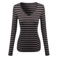 thumbnail image 1 of FashionOutfit Women's Basic V-neck Stripe Sweater Various Color Tops, 1 of 4