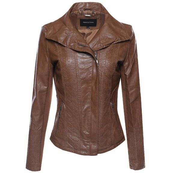 FashionOutfit Women's Bike Rider Moto Leather Jacket