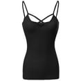 thumbnail image 1 of FashionOutfit Women's Caged Front Spaghetti Strap Soft Stretchy Ribbed Knit Tank Top, 1 of 3