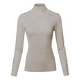 thumbnail image 1 of FashionOutfit Women's Casual Basic Gold Button Detail Soft Long Sleeve Mock Neck Knit Sweater, 1 of 4