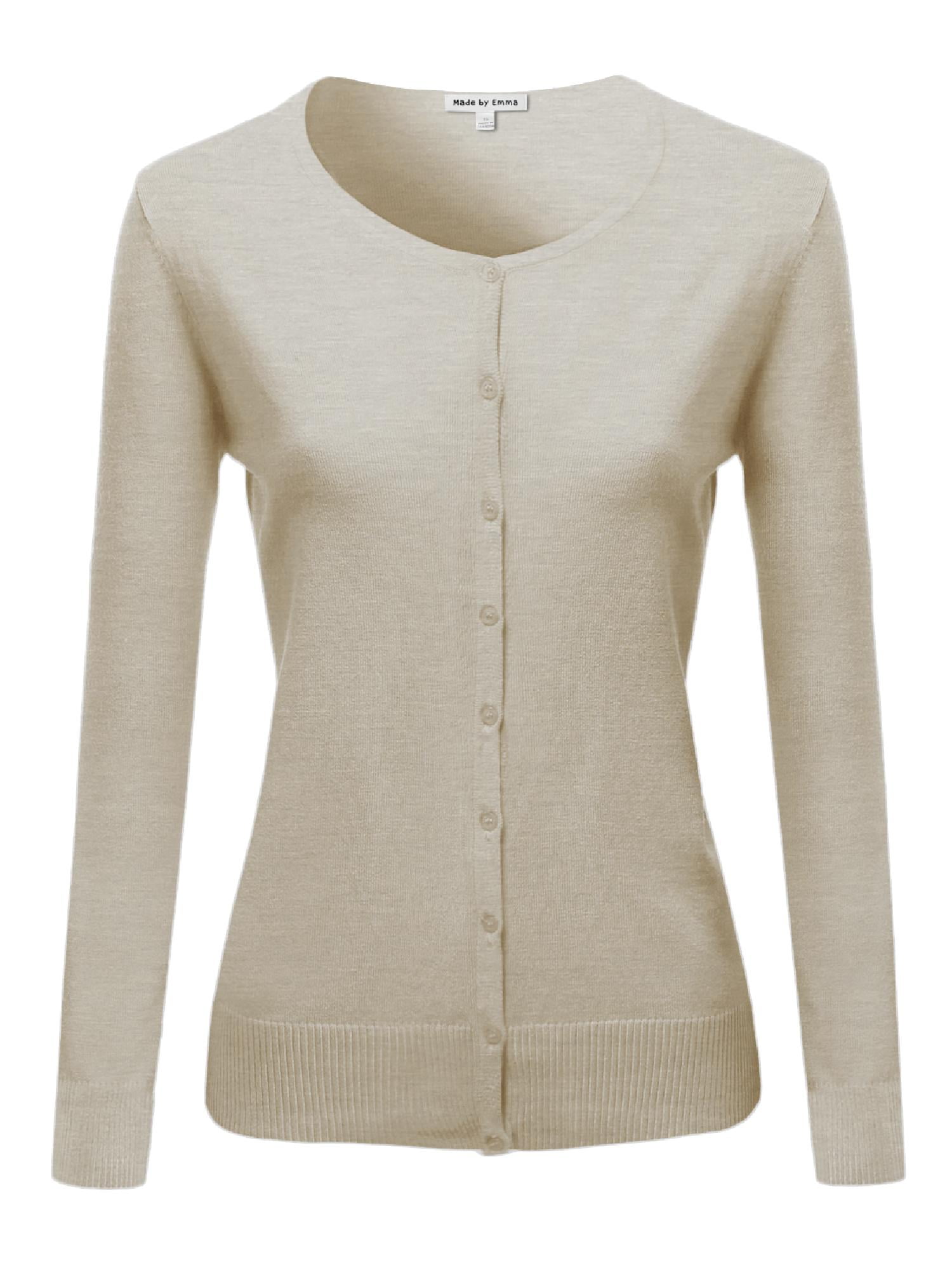 BIADANI Women's Button Down Cardigan - Long Sleeve Soft Knit Sweater, Pearl-Like Buttons - View #2