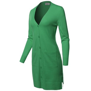 Fashionoutfit Women's Solid Button Down V-Neck 3/4 Sleeves Knit Cardigan