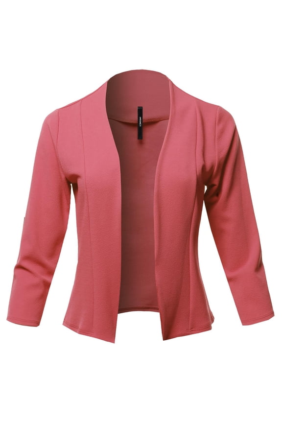 Women's Casual Collarless Blazer With An Open Front