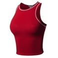 thumbnail image 1 of FashionOutfit Women's Casual Contrast Binding Solid Sleeveless Crop Tank Top, 1 of 1