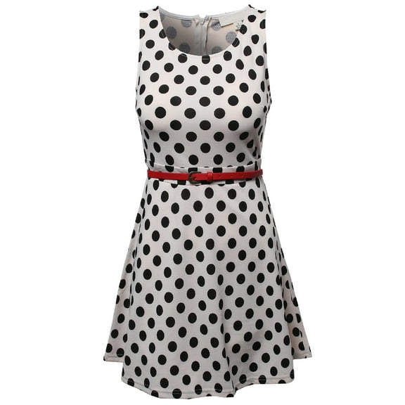 FashionOutfit Women's Casual Fit Flare Polkadot Sleeveless Dress