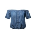 thumbnail image 1 of FashionOutfit Women's Casual Half Sleeve Off Shoulder Gathered Silver Buttons Blouse, 1 of 1
