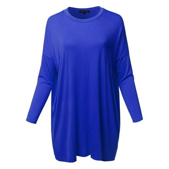 FashionOutfit Women's Casual Loose Fit Dolman Sleeve Tunic Dress Top