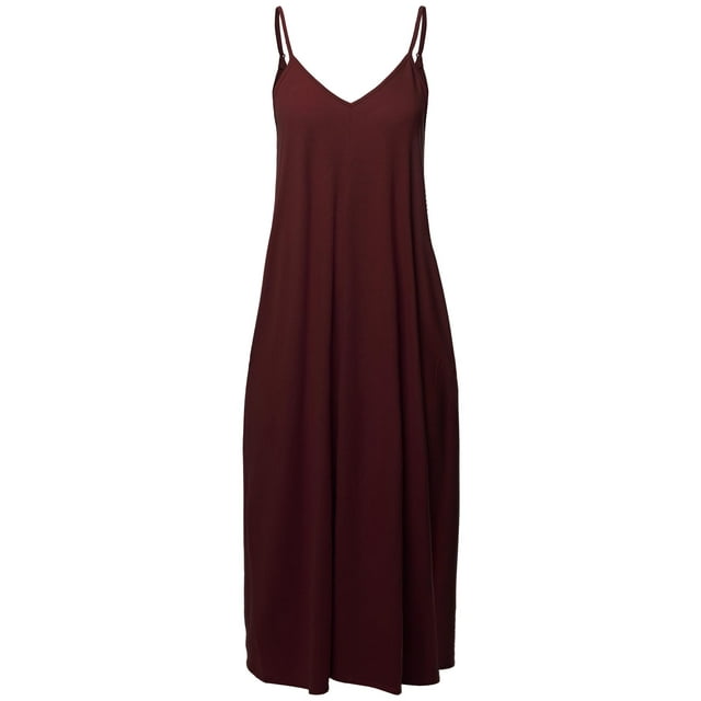 FashionOutfit Women's Casual Premium Adjustable Strap Side Pockets Loose Long Maxi Dress