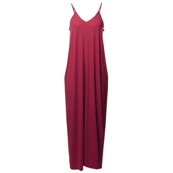 FashionOutfit Women's Casual Premium Adjustable Strap Side Pockets Loose Long Maxi Dress