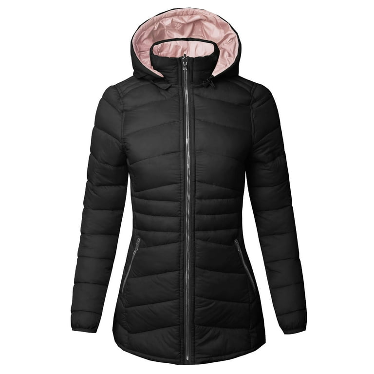 FashionOutfit Women's Casual Quilted Reversible Detachable Hoodie