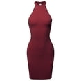 thumbnail image 1 of FashionOutfit Women's Casual Sexy High Neck Sleeveless Lurex Body-Con Mini Dress, 1 of 4