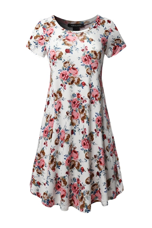 Women's Casual Short Sleeve T-Shirt Loose Flare Patterned Dress
