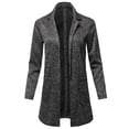 thumbnail image 1 of FashionOutfit Women's Casual Soft Woven Long Sleeve Open Front Patterned Long Coat Jacket, 1 of 1