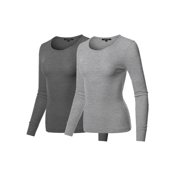 FashionOutfit Women's Casual Solid Basic Crew Neck Long Sleeves Thermal Top